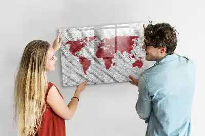 Magnetische Schreibtafel Motiv Weltkarte auf Ziegelwand