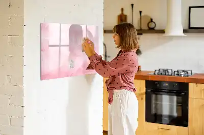 Beschreibbare Magnettafel mit Feder Abstraktion Motiv