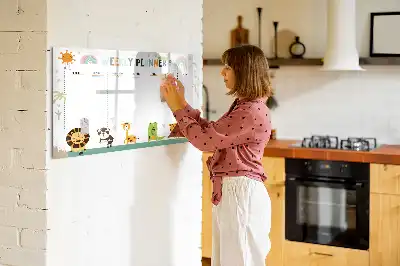 Magnetischer Wochenplaner mit Tiermotiven beschreibbare Tafel