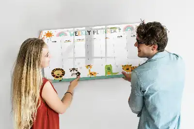 Magnetischer Wochenplaner mit Tiermotiven beschreibbare Tafel