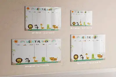 Magnetischer Wochenplaner mit Tiermotiven beschreibbare Tafel