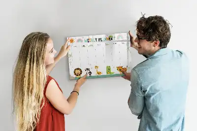 Magnetischer Wochenplaner mit Tiermotiven beschreibbare Tafel