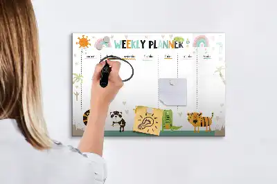 Magnetischer Wochenplaner mit Tiermotiven beschreibbare Tafel