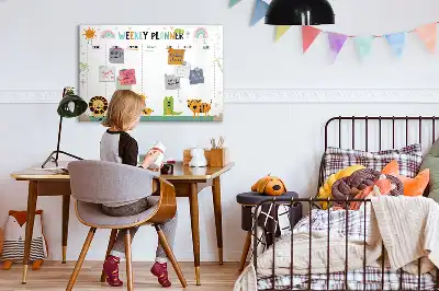 Magnetischer Wochenplaner mit Tiermotiven beschreibbare Tafel