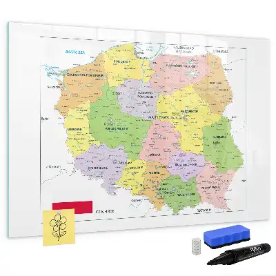 Magnetische Schreibtafel mit einer Landkarte von Polen