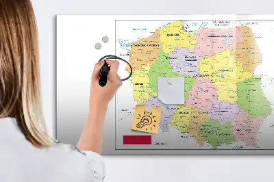 Magnetische Schreibtafel mit einer Landkarte von Polen
