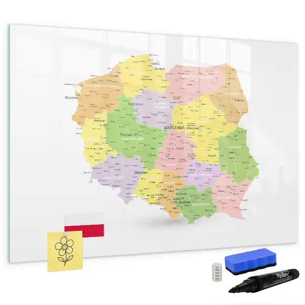 Beschreibbare Magnettafel mit einer Landkarte von Polen
