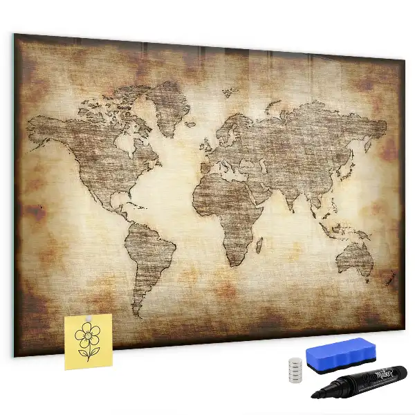 Schreib-Magnettafel mit Motiv Alte Weltkarte