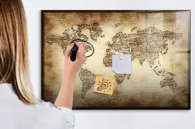 Schreib-Magnettafel mit Motiv Alte Weltkarte