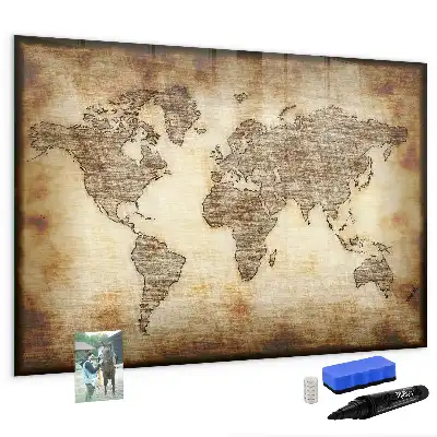 Schreib-Magnettafel mit Motiv Alte Weltkarte