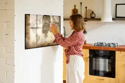 Schreib-Magnettafel mit Motiv Alte Weltkarte