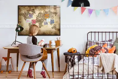 Schreib-Magnettafel mit Motiv Alte Weltkarte