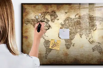 Schreib-Magnettafel mit Motiv Alte Weltkarte