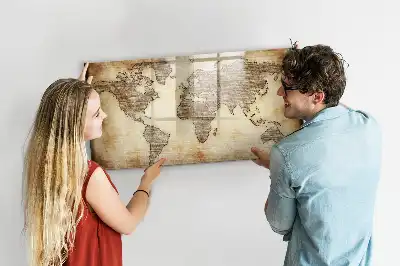 Schreib-Magnettafel mit Motiv Alte Weltkarte