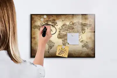 Schreib-Magnettafel mit Motiv Alte Weltkarte