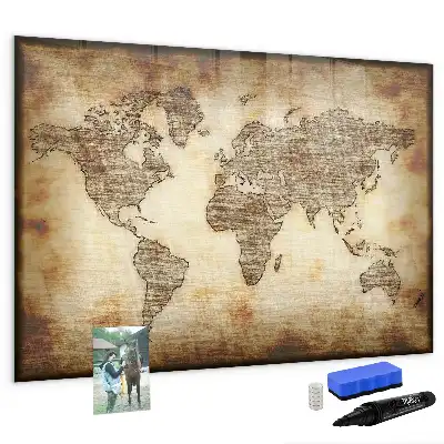 Schreib-Magnettafel mit Motiv Alte Weltkarte