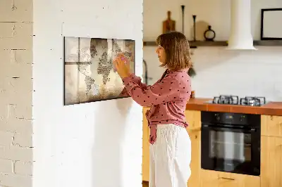 Schreib-Magnettafel mit Motiv Alte Weltkarte