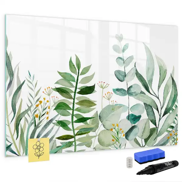 Beschreibbare Magnettafel mit Aquarell-Blätter-Motiv