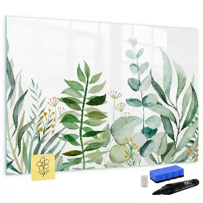 Beschreibbare Magnettafel mit Aquarell-Blätter-Motiv