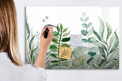 Beschreibbare Magnettafel mit Aquarell-Blätter-Motiv