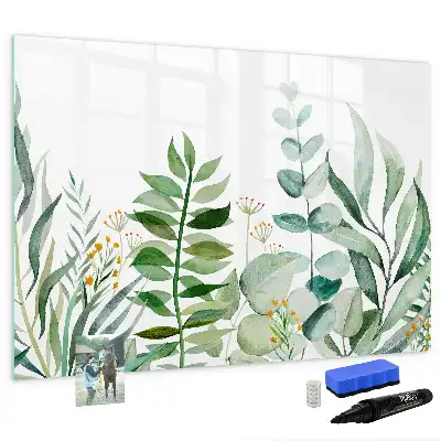 Beschreibbare Magnettafel mit Aquarell-Blätter-Motiv