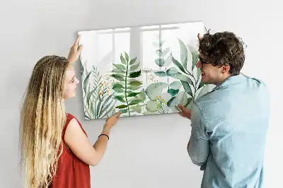 Beschreibbare Magnettafel mit Aquarell-Blätter-Motiv
