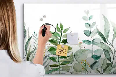 Beschreibbare Magnettafel mit Aquarell-Blätter-Motiv