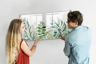 Beschreibbare Magnettafel mit Aquarell-Blätter-Motiv