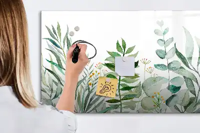 Beschreibbare Magnettafel mit Aquarell-Blätter-Motiv