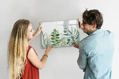 Beschreibbare Magnettafel mit Aquarell-Blätter-Motiv