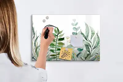Beschreibbare Magnettafel mit Aquarell-Blätter-Motiv