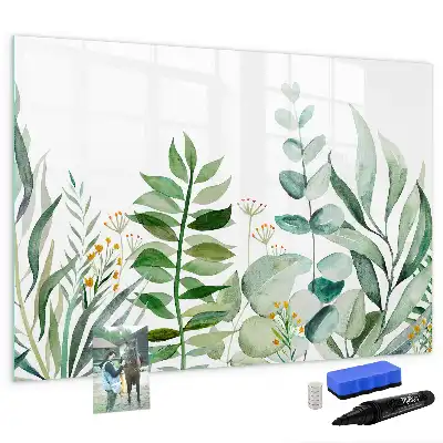 Beschreibbare Magnettafel mit Aquarell-Blätter-Motiv