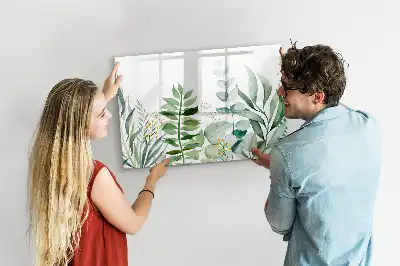 Beschreibbare Magnettafel mit Aquarell-Blätter-Motiv