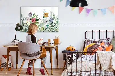 Beschreibbare Magnettafel mit Aquarell-Blätter-Motiv