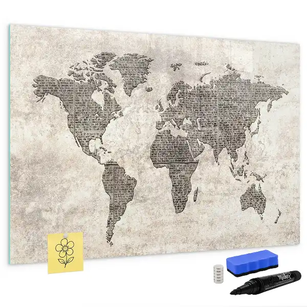 Magnetische Schreibtafel Weltkarte im Zeitungs-Design