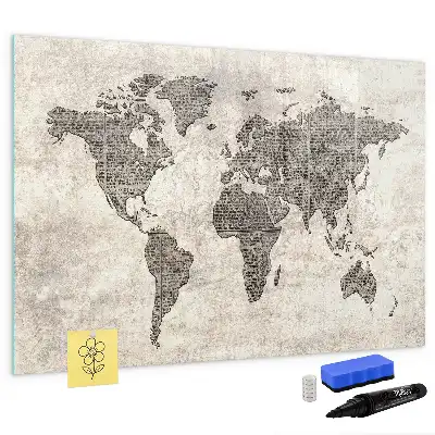 Magnetische Schreibtafel Weltkarte im Zeitungs-Design