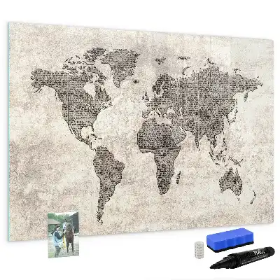 Magnetische Schreibtafel Weltkarte im Zeitungs-Design