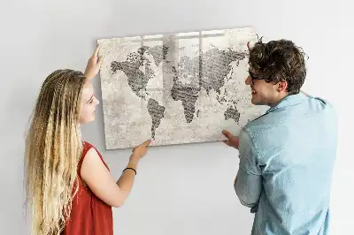Magnetische Schreibtafel Weltkarte im Zeitungs-Design