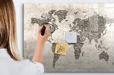 Magnetische Schreibtafel Weltkarte im Zeitungs-Design