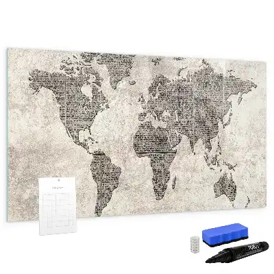 Magnetische Schreibtafel Weltkarte im Zeitungs-Design