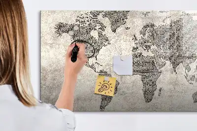Magnetische Schreibtafel Weltkarte im Zeitungs-Design