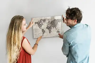 Magnetische Schreibtafel Weltkarte im Zeitungs-Design