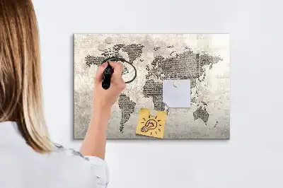 Magnetische Schreibtafel Weltkarte im Zeitungs-Design