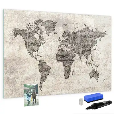 Magnetische Schreibtafel Weltkarte im Zeitungs-Design
