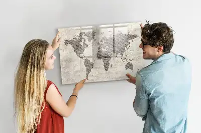 Magnetische Schreibtafel Weltkarte im Zeitungs-Design