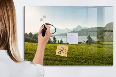 Schreibmagnettafel mit Motiv Berge und Ebene