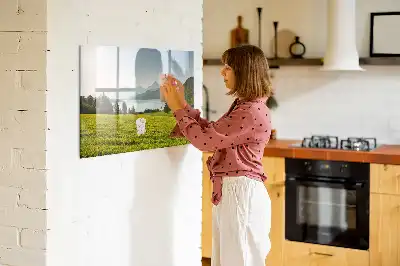 Schreibmagnettafel mit Motiv Berge und Ebene