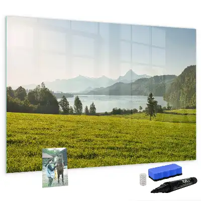 Schreibmagnettafel mit Motiv Berge und Ebene