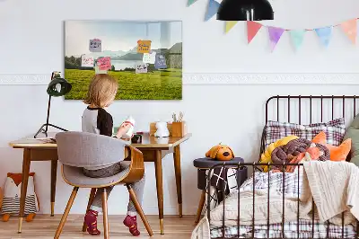 Schreibmagnettafel mit Motiv Berge und Ebene