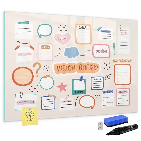 Schreib-Magnettafel buntes Vision Board